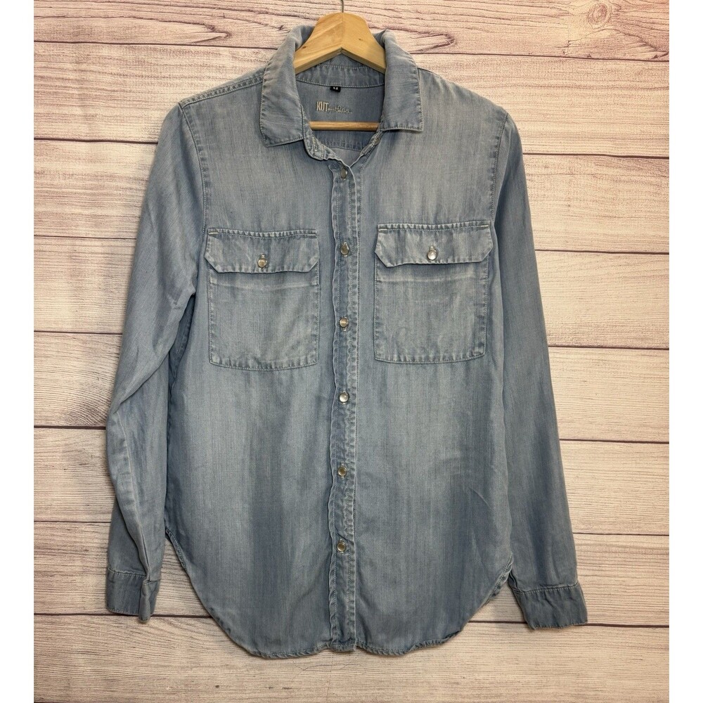 Kut from the Kloth Womens Denim Jean Button Up Shirt MEDIUM Blue
